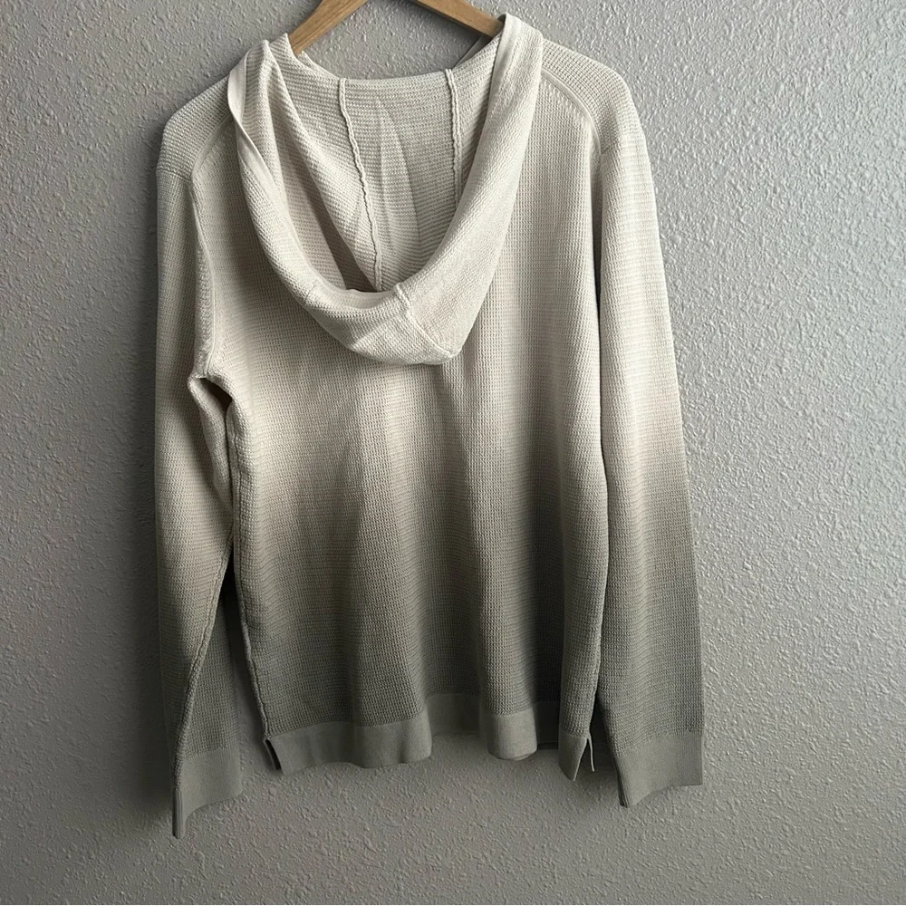 NEW Kenneth‎ Cole Tan Dip-Dyed 100% Cotton Hooded Waffle Long Sleeve Sweater